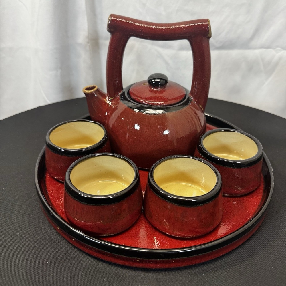 Lovely‎ Pier One Shanghai 6 Piece Red Pottery Tea Set